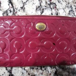 Coach Pink Magenta Embossed Wallet
